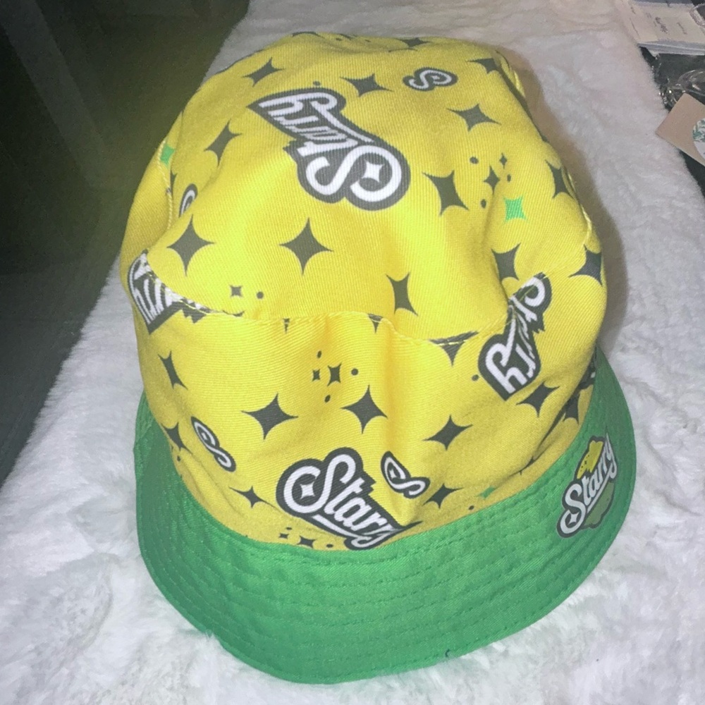 RARE Starry Soda Reversible Bucket Hat Yellow Green  Pepsico Promo